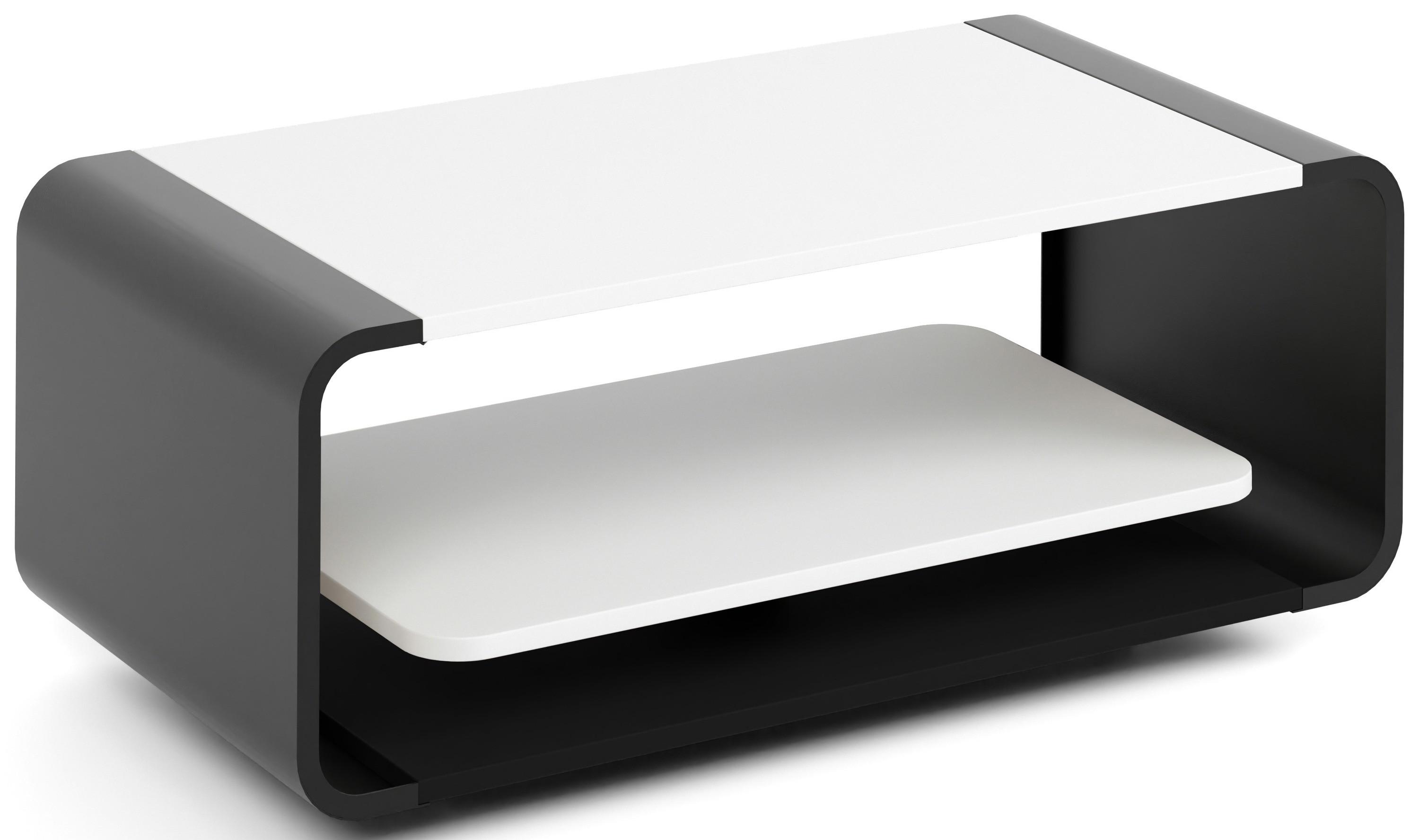 COUCHTISCH Sora in Weiß mit abgerundetem schwarzem Metallgestell 100/50/41 cm - Schwarz/Weiß, Holzwerkstoff (50/100/41cm) - WFL GROUP