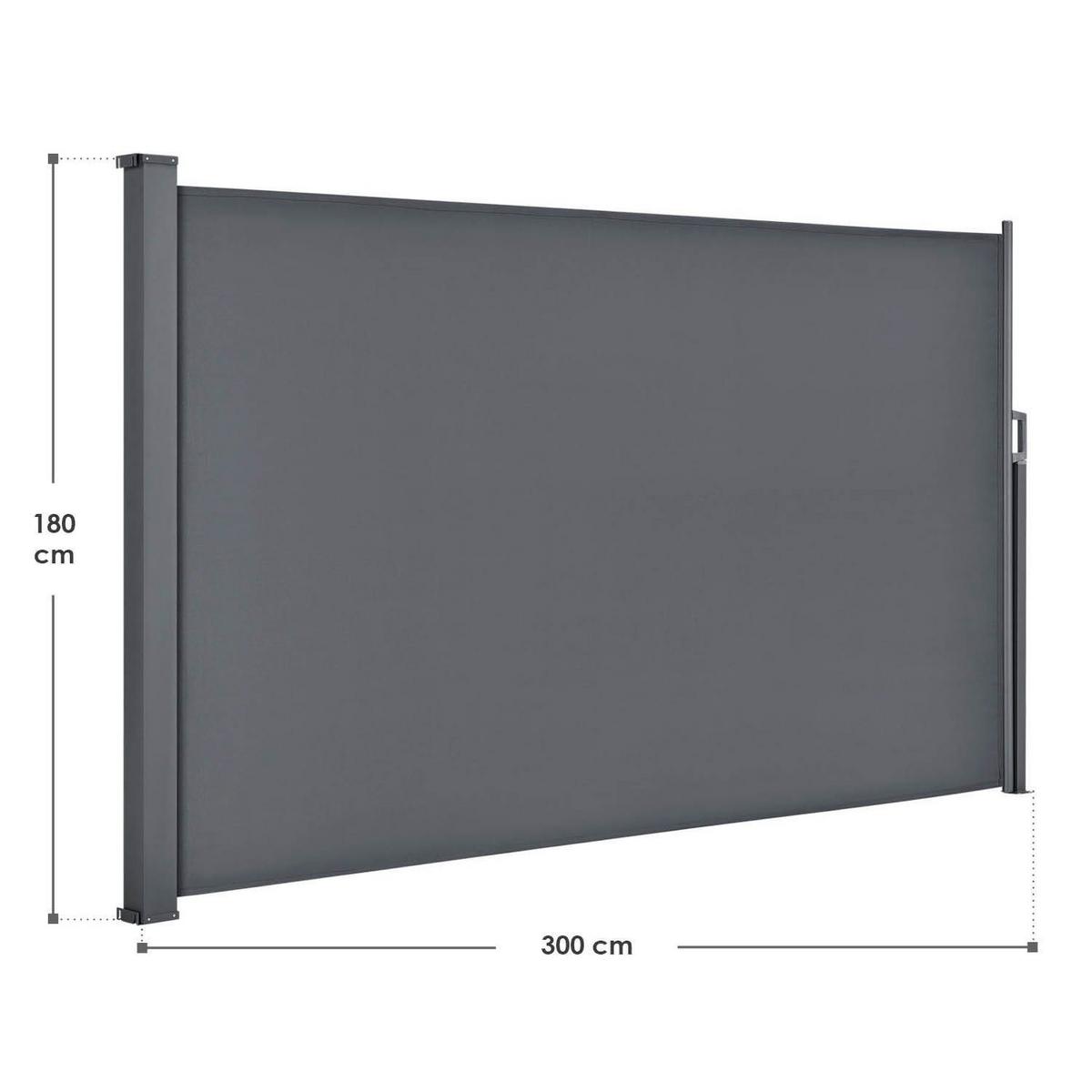 SEITENMARKISE Dubai dunkelgrau 300x180 cm - Grau, Kunststoff (300/180/300cm) - Juskys