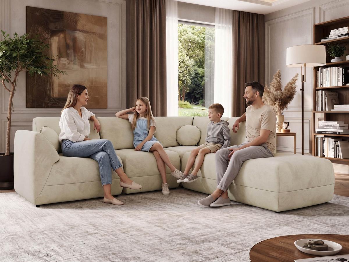 ECKSOFA NOARA 5M L Hellbraun Cord - Links - Hellbraun/Schwarz, Kunststoff/Textil (244/267cm) - MKS