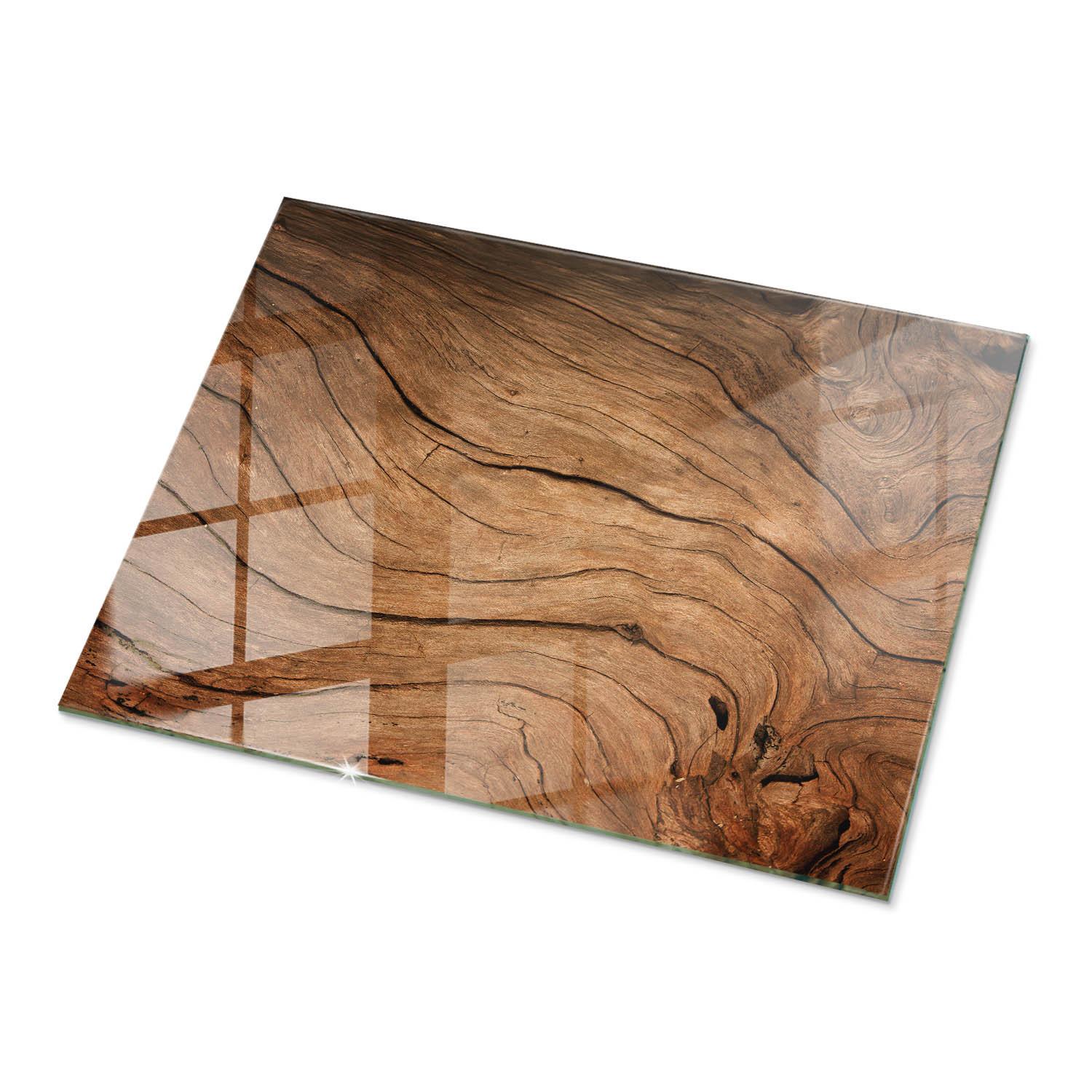 TISCHPLATTE 80x60 cm Natürliche Holzmaserung - Braun, Glas (0.4/80/60cm) - TULUP