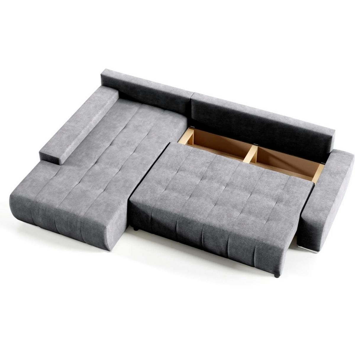 ECKSCHLAFSOFA Draco mit Schlaffunktion, links, Dunkelgrau - Dunkelgrau/Silberfarben, Textil/Metall (267/186cm) - Beautysofa