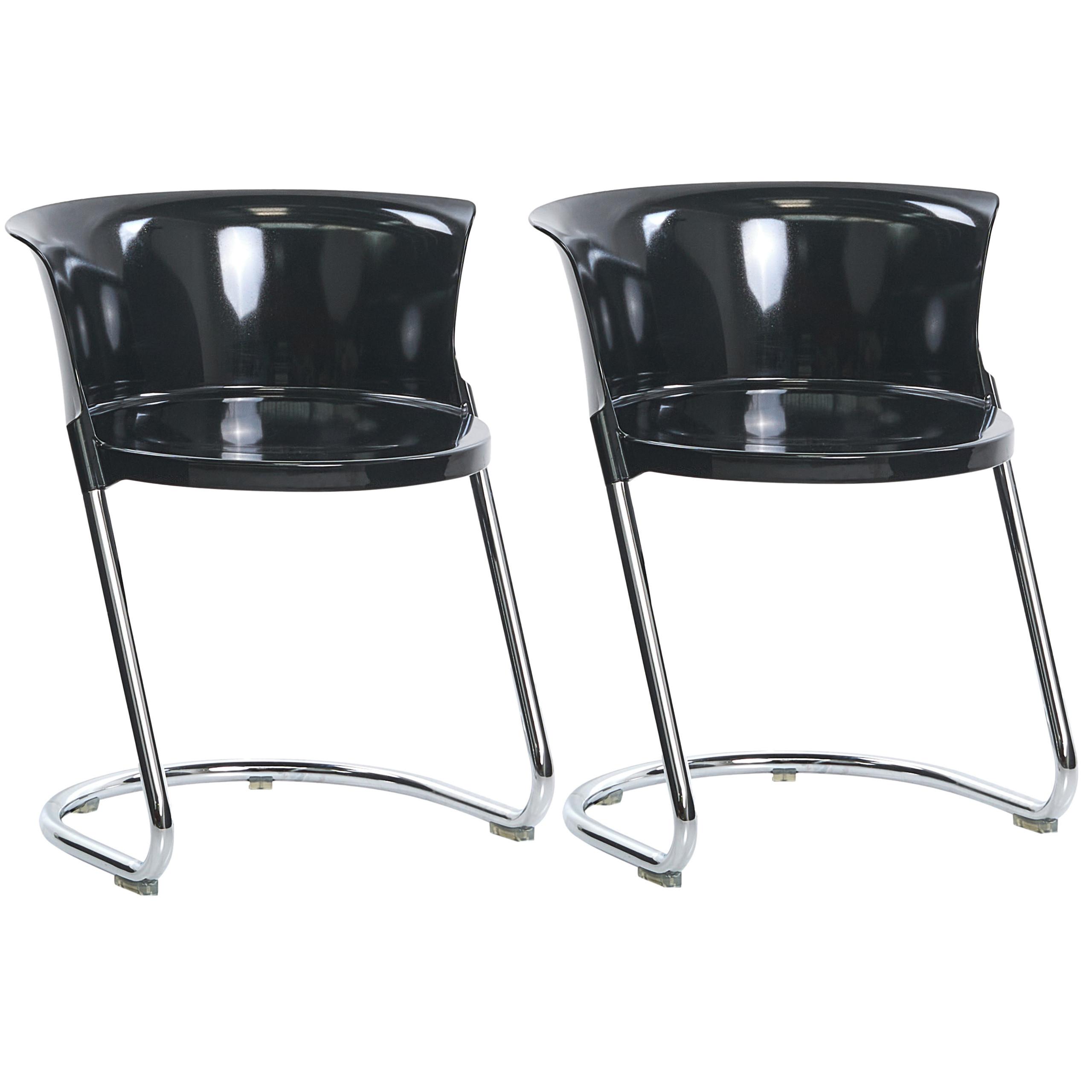 ESSZIMMERSTUHL 2er Set Schwarz Oshkosh - Silberfarben/Schwarz, Kunststoff (47/63/50cm) - Beliani