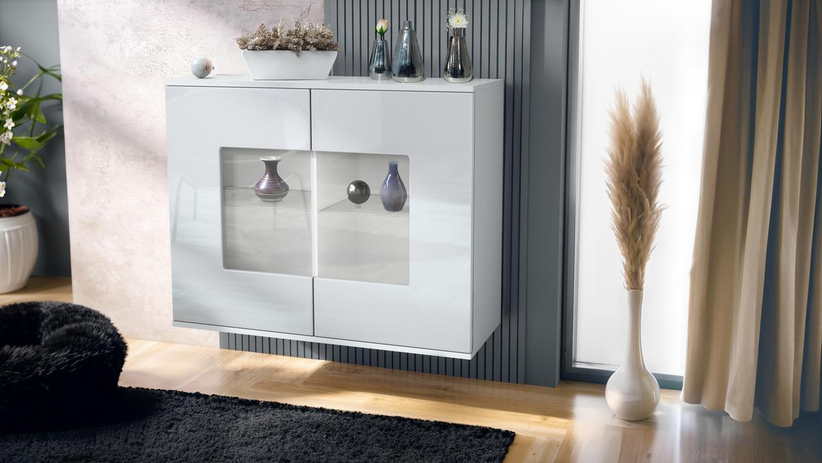 KOMMODE Grömitz Weiß Hochglanz - Weiß Hochglanz, Holzwerkstoff (92.5/73.5/35cm) - Vladon