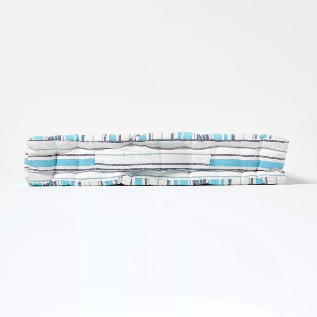 SITZKISSEN New England blau-weiß 50/50/10 cm - Blau, Textil (50/50/10cm) - Homescapes