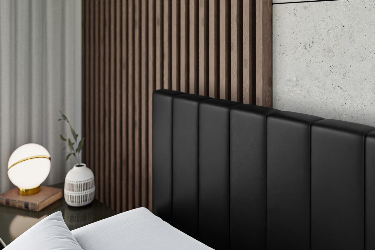 BOXBETT mit Matratze H3 und Lattenrost - EDITA - 140x200 cm Schwarz Hochglanz - Schwarz Hochglanz, Holzwerkstoff (140/200cm) - ALTDECOR
