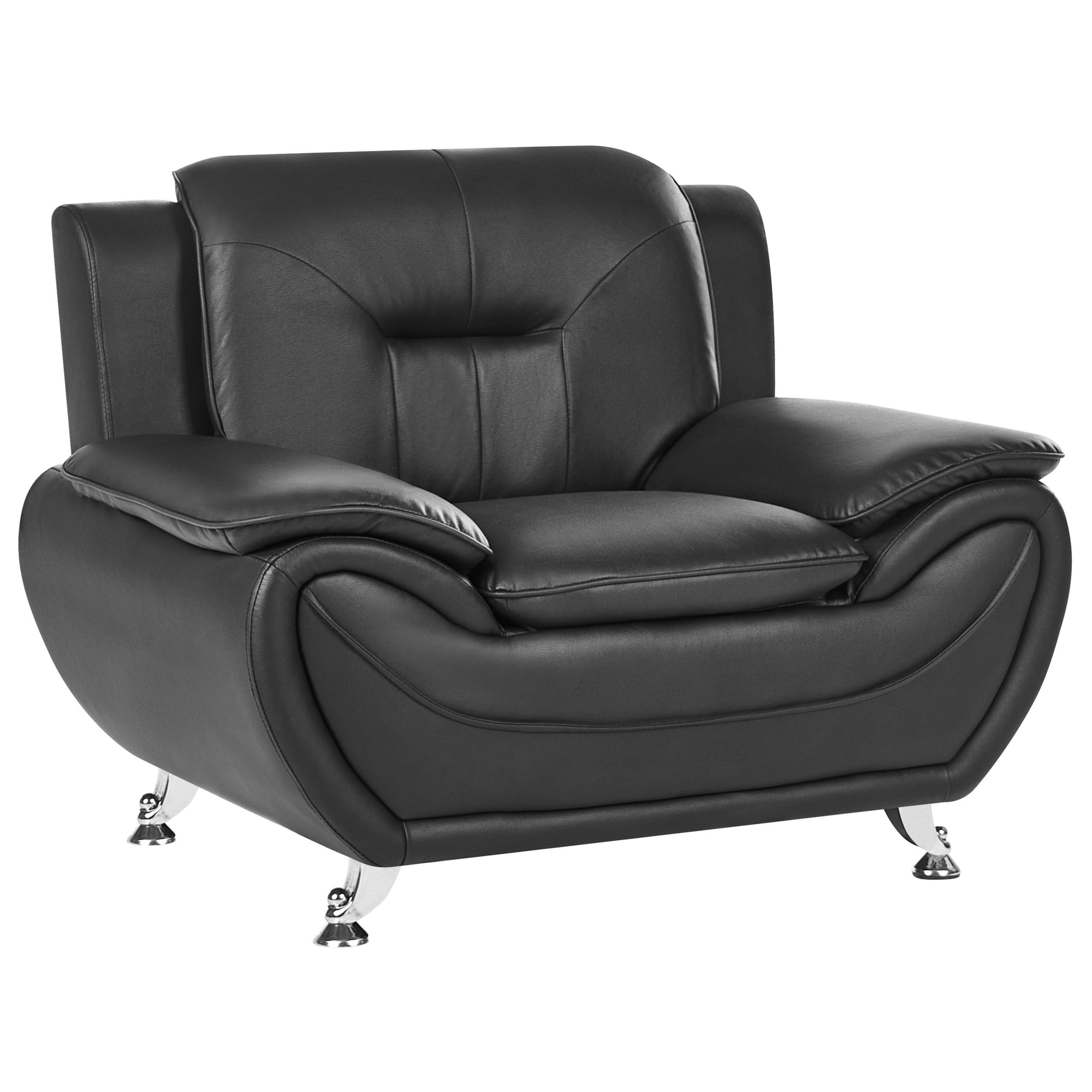 SESSEL Kunstleder Schwarz Leira - Schwarz, Kunststoff (111/86/78cm) - Beliani
