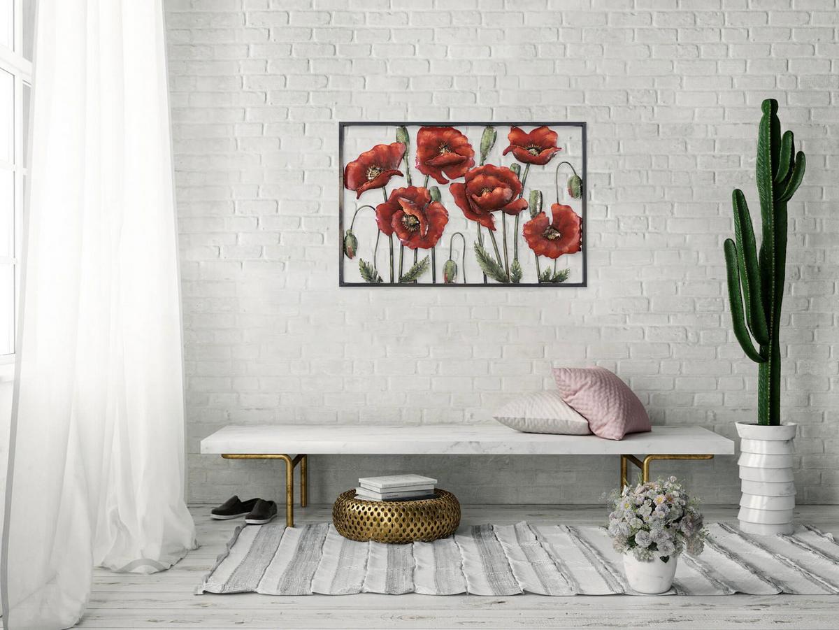METALLBILD Rot 90/60 cm - Rot/Grün, Metall (2.8/60cm) - KUNSTLOFT
