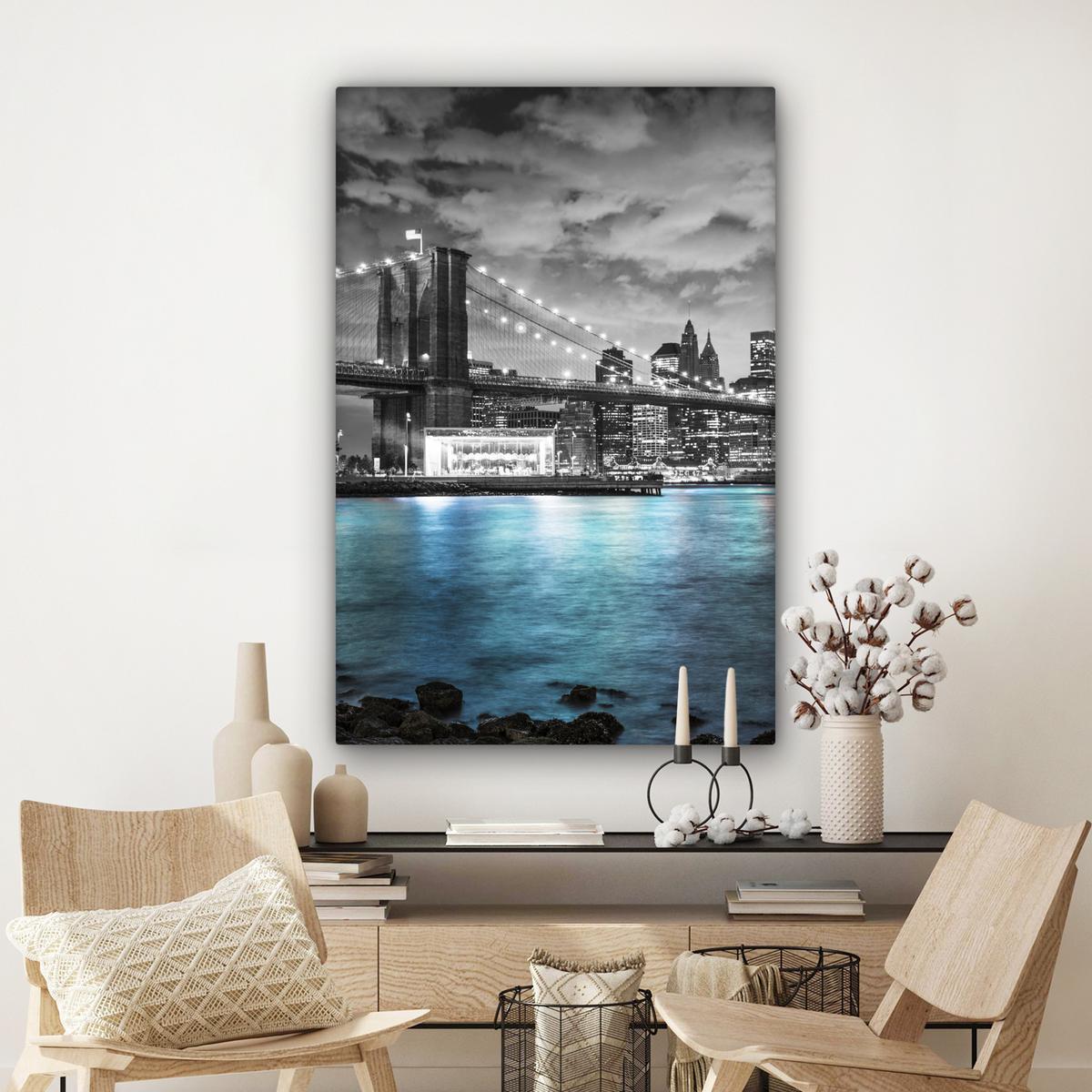 LEINWANDBILD New York - Skyline - Stadt - Blau Deko XXL 80x120 cm - Blaugrau, Textil (80/120cm) - MuchoWow