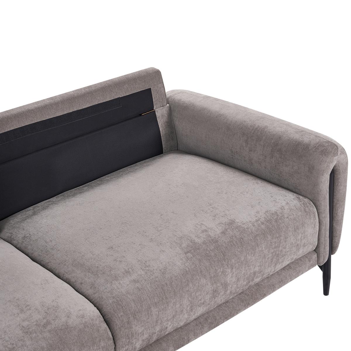3-SITZER-SOFA Chenillegewebe Taupe Skaro - Taupe, Textil (214/87/89cm) - Beliani