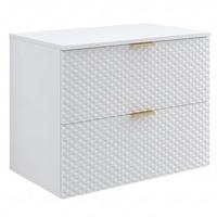 WASCHBECKENUNTERSCHRANK Borneo 2 Schubladen Matt Weiß - 80 x 49 x 63 cm - Weiß, Holz (80/63/49cm) - Badplaats