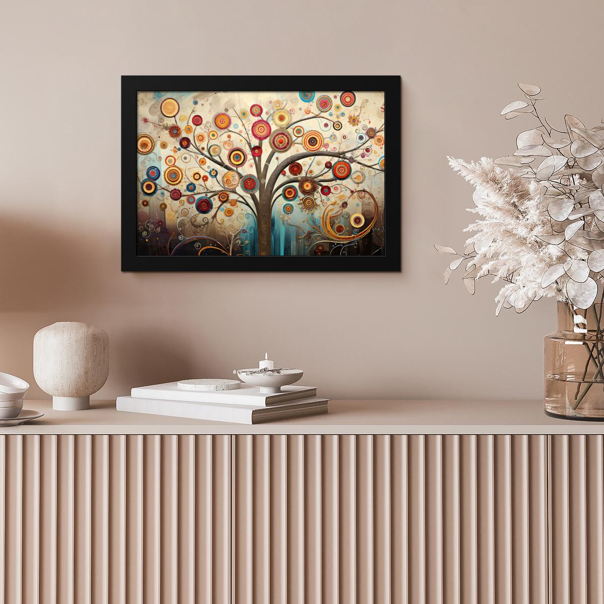 POSTER MIT RAHMENGERAHMTES BILD Baum - Baum des Lebens - Farbe 30x20 cm - Braun, Papier (30/20cm) - MuchoWow
