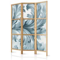 PARAVENT Japanischer 3-tlg 135x172 cm Vintage Ornamente - Blau, Holz/Textil (135/172/3cm) - Muralo