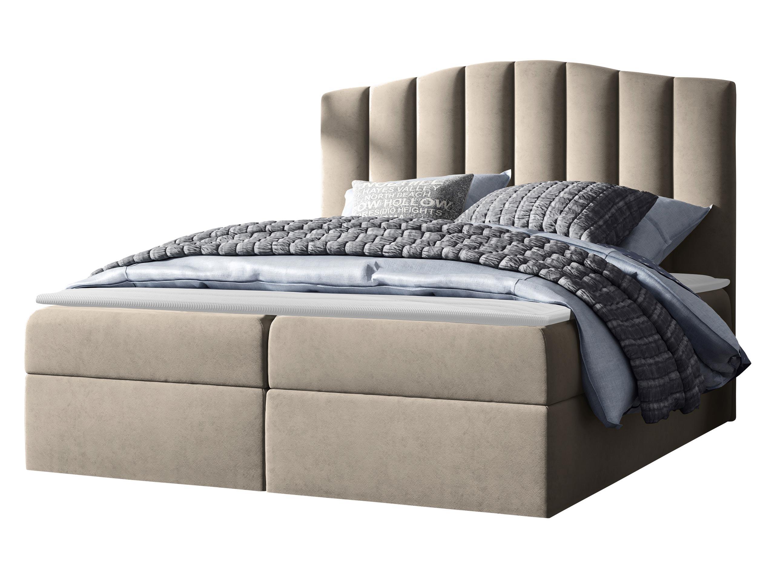 BOXBETT Lindos - H3 - Creme, Holz (160/200cm) - MIRJAN24