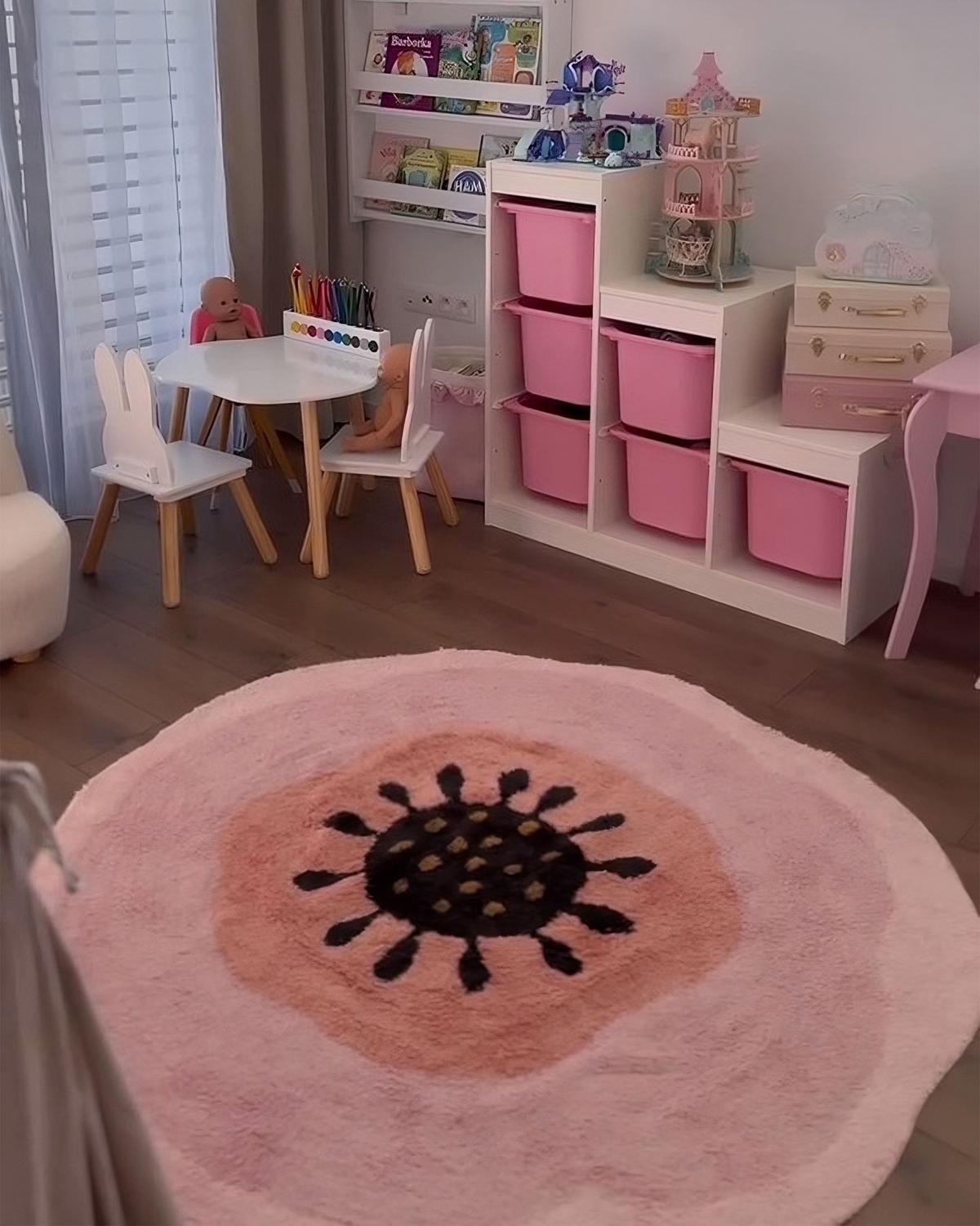 KINDERTEPPICH Pastellrosa 140 cm Baumwolle Kharat - Pink, Textil (140/140cm) - Beliani