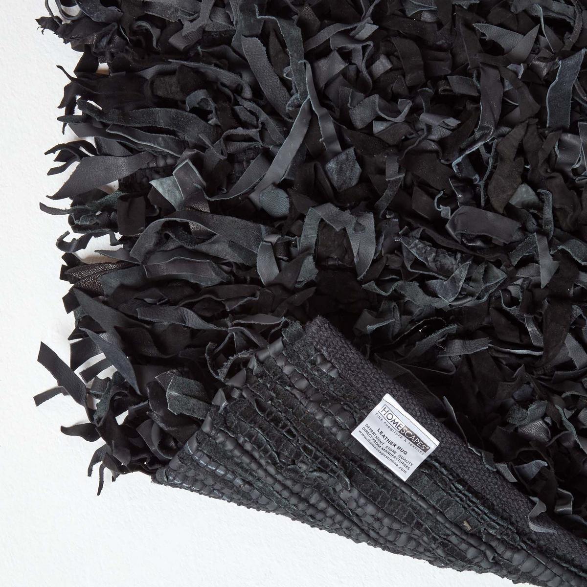 SHAGGY-TEPPICH Dallas 90/150 cm - Schwarz, Leder (90/150cm) - Homescapes
