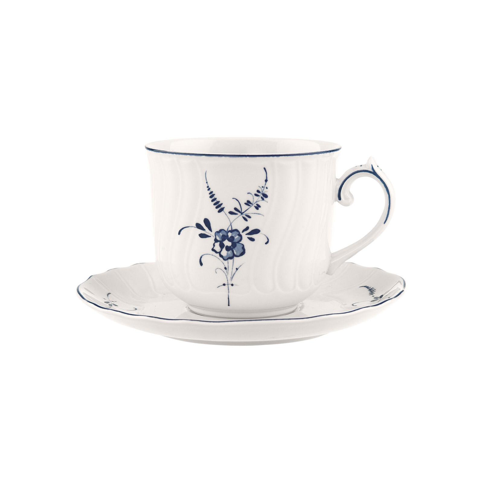 FRÜHSTÜCKSTASSE MIT UNTERTASSE Vieux Luxembourg weiß-blau 240 ml - Blau/Weiß, Keramik (0.24L) - Villeroy & Boch