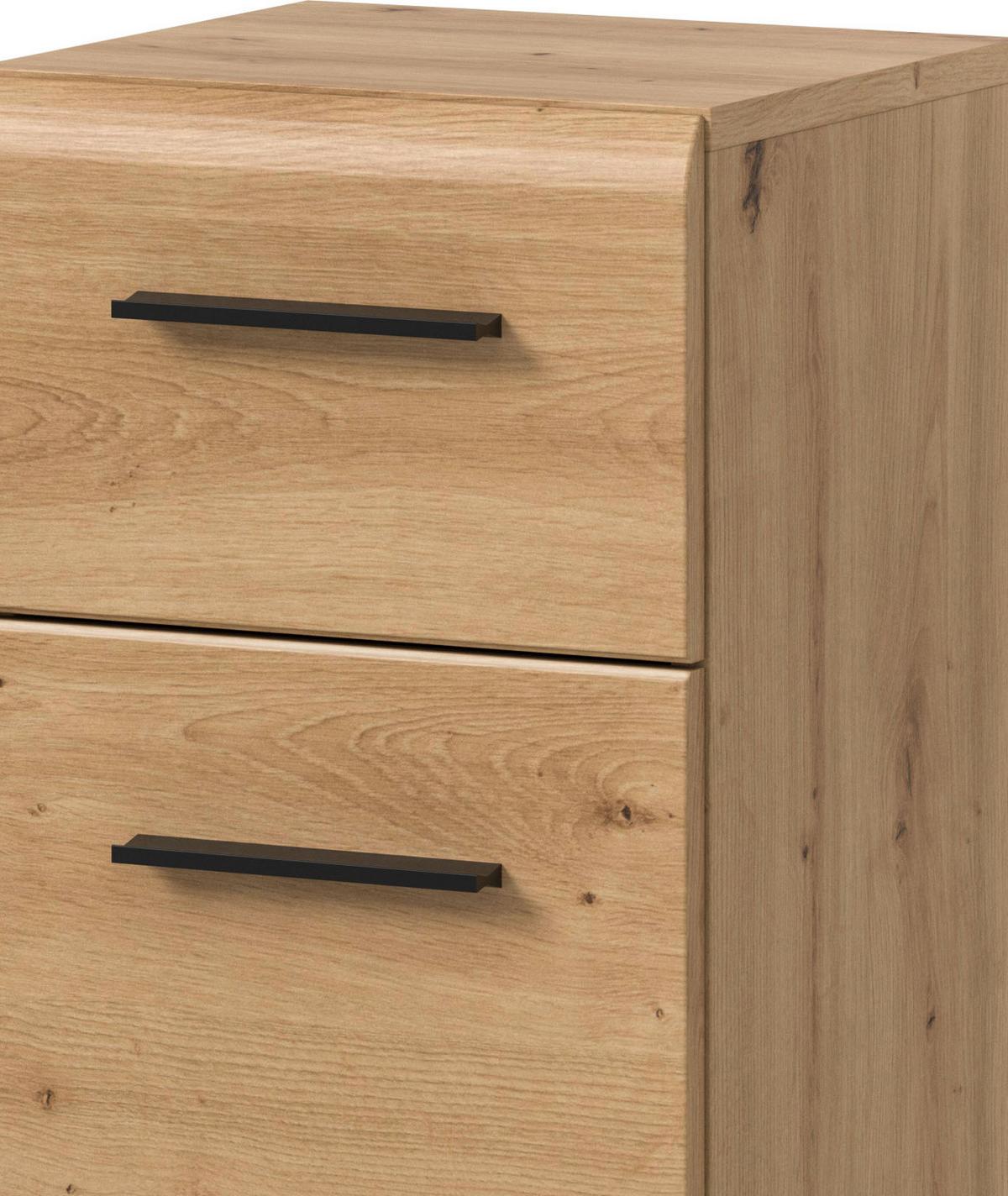 MIDISCHRANK in Eiche Artisan, Bad Unterschrank mit Vollauszug Schubkasten, 30 x 80 cm - Schwarz/Eiche Artisan, Holzwerkstoff/Kunststoff (30/80/30cm) - Inn.Furn