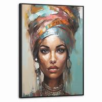 LEINWAND Bilder mit Rahmen - Frau - Kunst - Schmuck - Porträt - 50x70 - Blaugrau, Textil (50/70cm) - MuchoWow