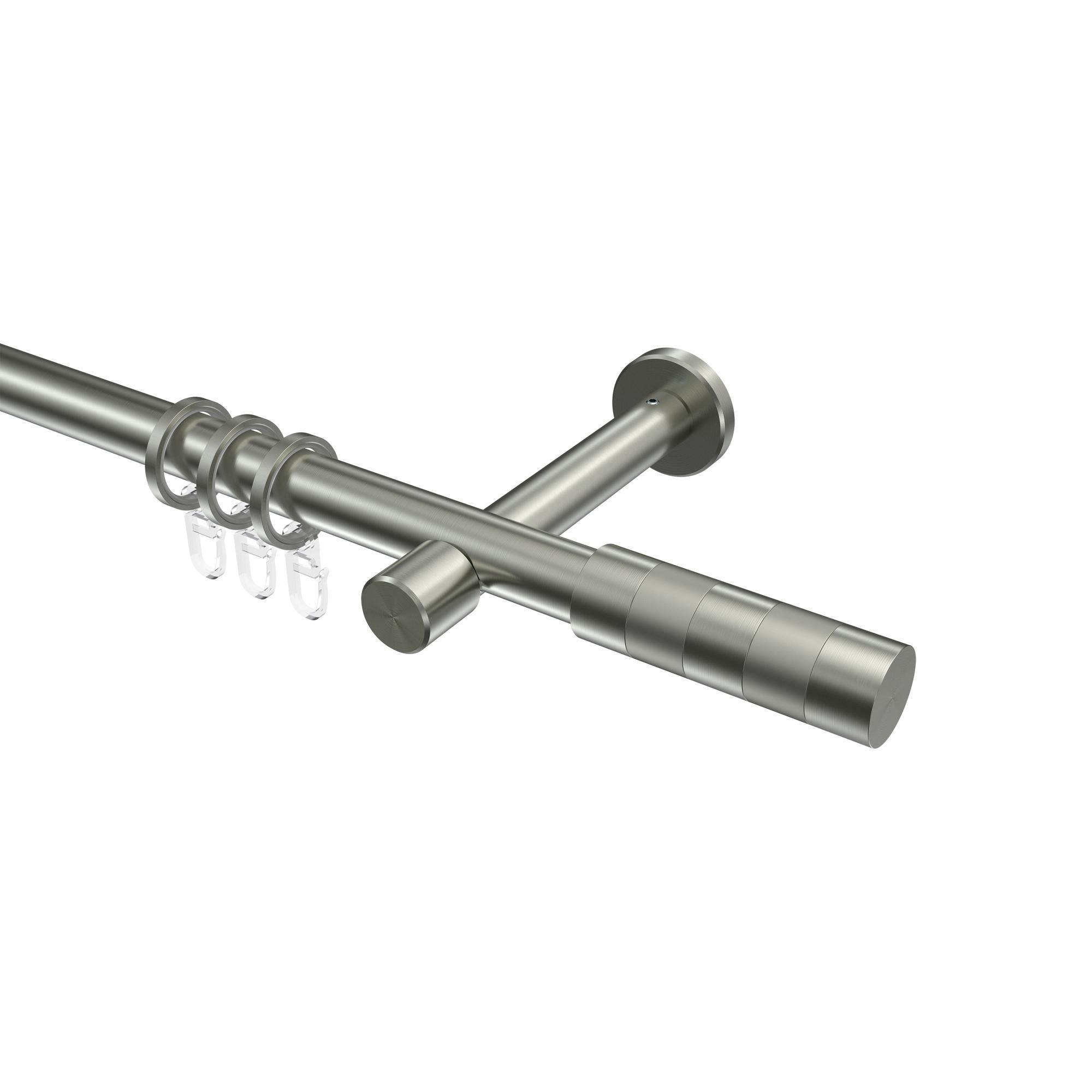 GARDINENSTANGE Prestige Mavell 480 cm (geteilt in 3 x 160 cm), 1-läufig, 20 mm Ø Edelstahl-Optik - Edelstahlfarben/Silberfarben, Metall (480cm) - INTERDECO