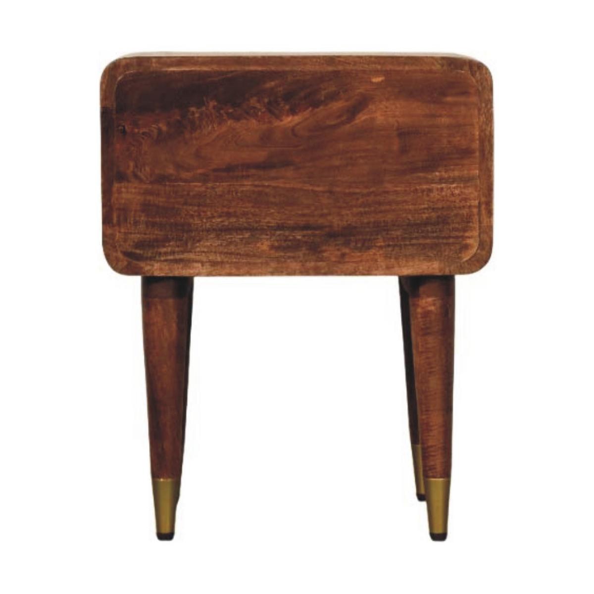 NACHTKASTEN Astor, 2 Schubladen, Dunkelbraun - Rotbraun/Messingfarben, Holz/Metall (45/55/35cm) - Artisan Furniture