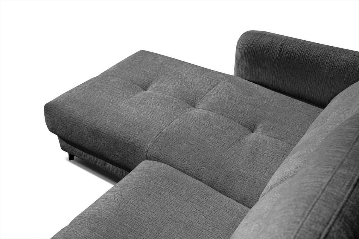 ECKSOFA SVEN 3-Sitzer, 1 Relax XL, verstellbare Kopfstützen, dunkelgrau - Anthrazit/Schwarz, Holzwerkstoff/Textil (256/163cm) - Wozimo