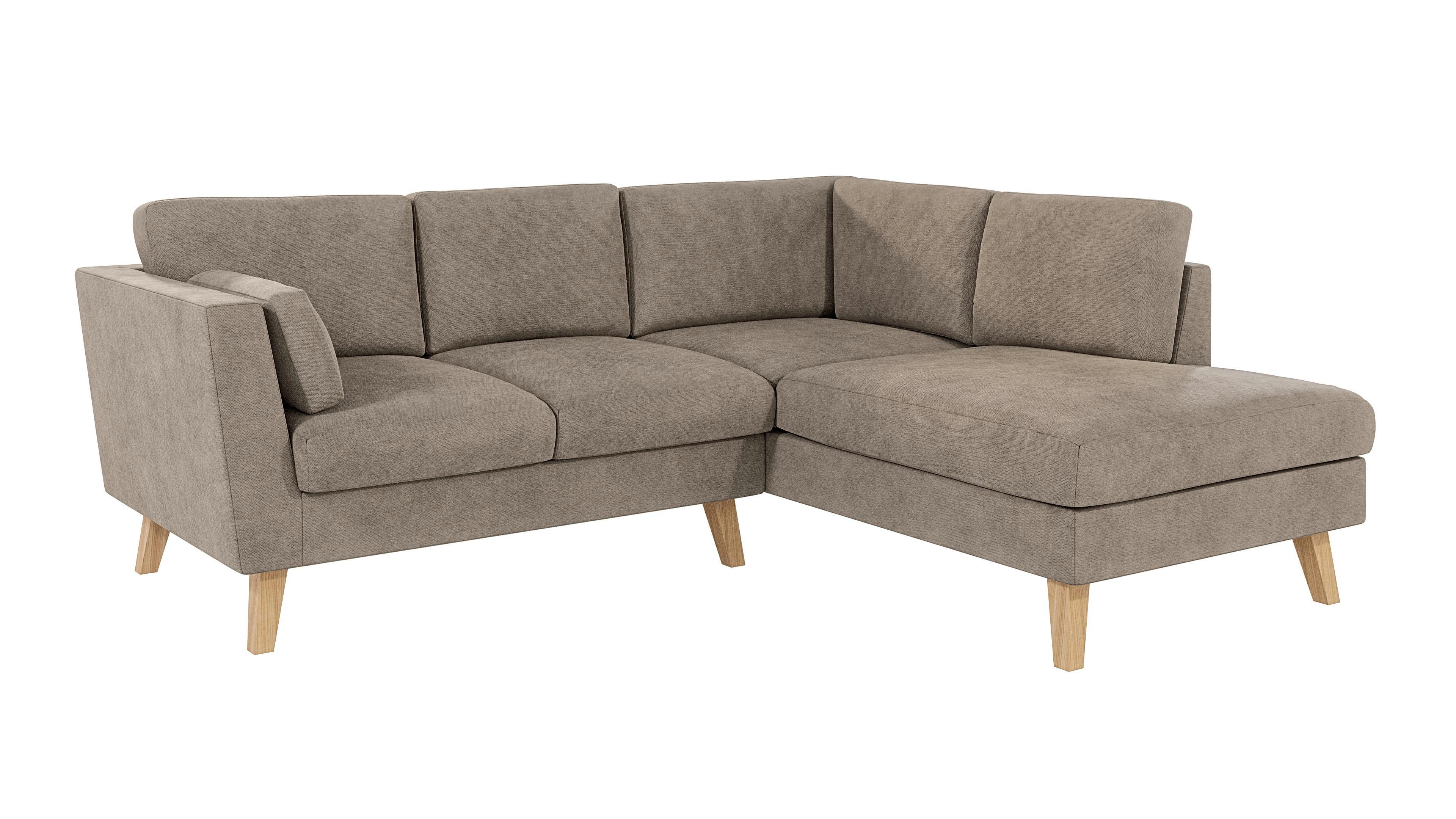 ECKSOFA Mario Dunkelbeige Microfaser - Beige/Naturfarben, Buchenholz/Textil (221/186cm) - S-Style