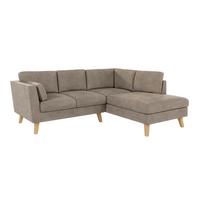 ECKSOFA Mario Dunkelbeige Microfaser - Beige/Naturfarben, Buchenholz/Textil (221/186cm) - S-Style