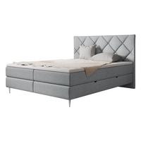 BOXBETT Letra - H3 - Chromfarben/Hellgrau, Holz/Textil (140/200cm) - MIRJAN24