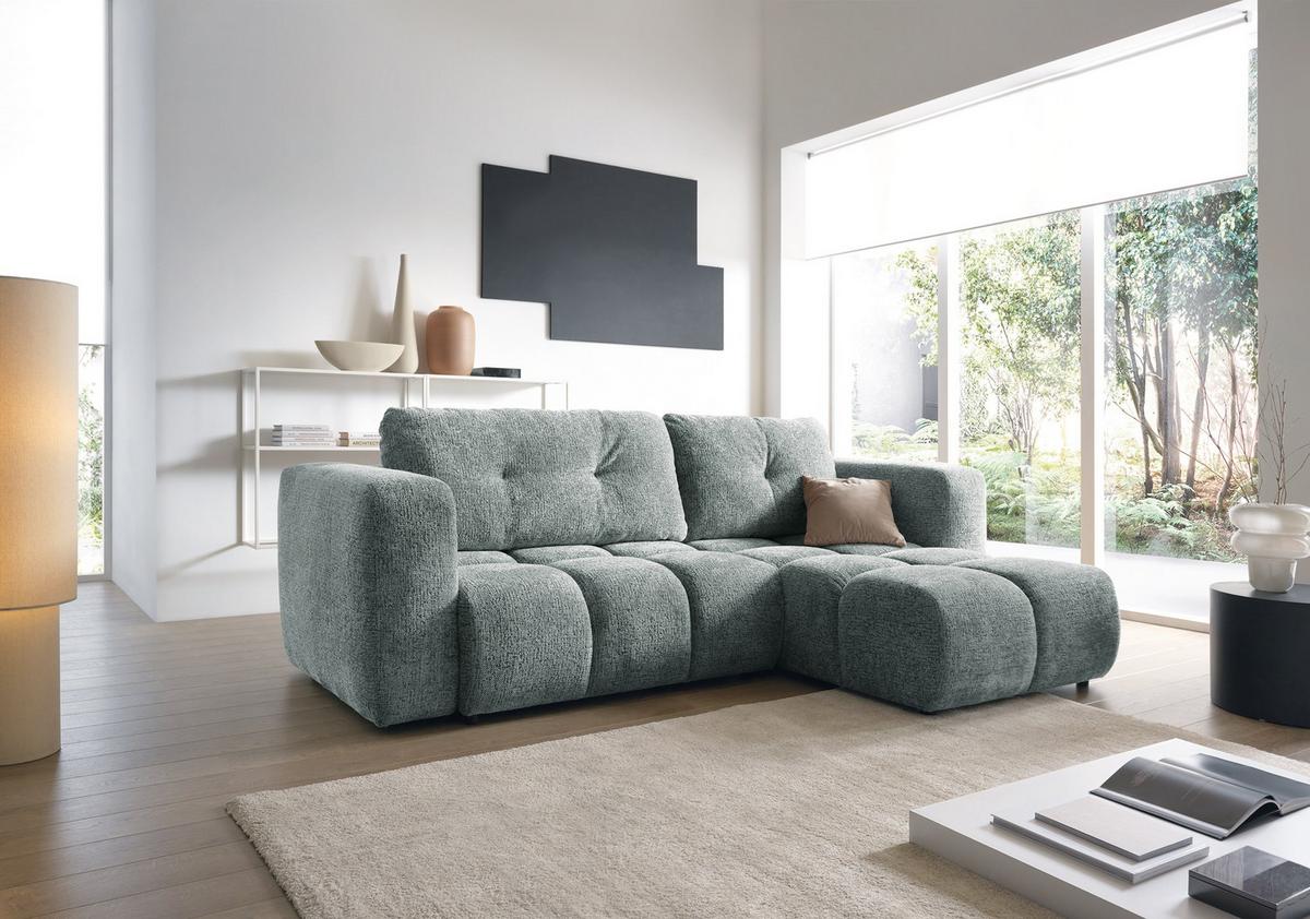ECKSOFA ARTE 02 Grau Chenille mit Schlaffunktion - Grau, Holz (273/176cm) - MASSENO