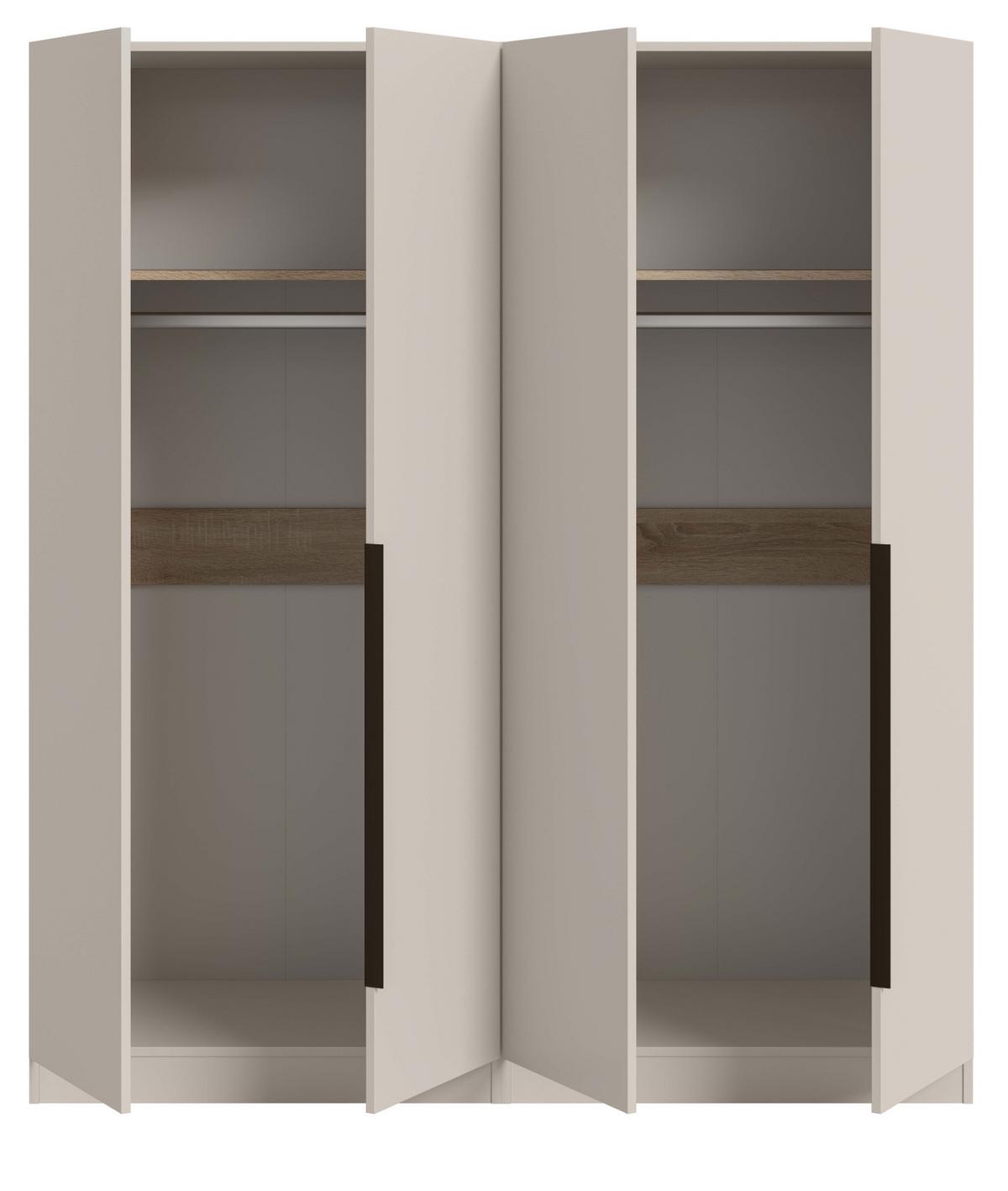 KLEIDERSCHRANK kaschmir 160 x 181 cm, Drehtürenschrank 4-türig - Kaschmir/Schwarz, Holzwerkstoff/Kunststoff (160/181/52cm) - Inn.Furn