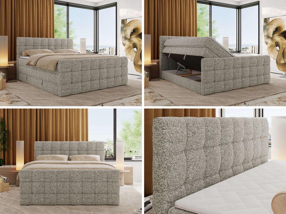 BOXSPRINGBETT ALTIVO KING DUO 200/200 - Beige Strukture - H4 - Beige, Textil (200/200cm) - MKS