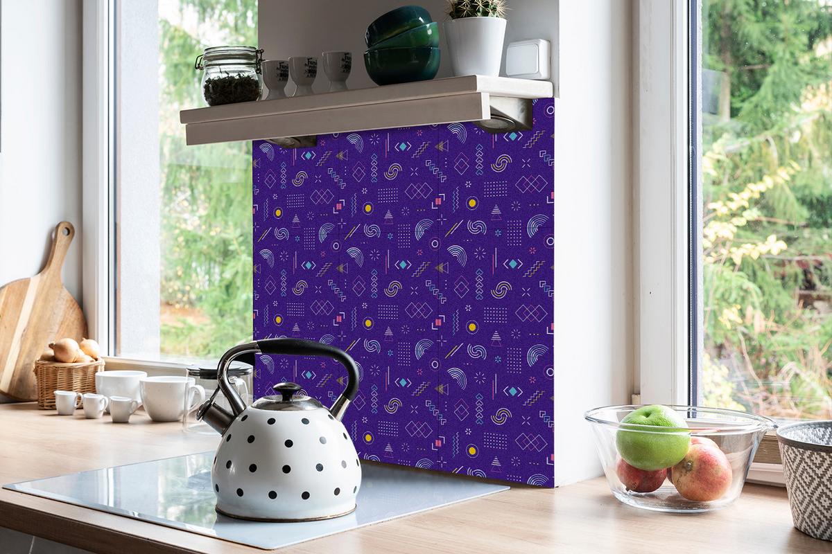 SELBSTKLEBENDE Wandfliesen 9 Stück 30x30 cm - Geometrisches Muster - Violett, Textil (30/1.6/30cm) - TULUP