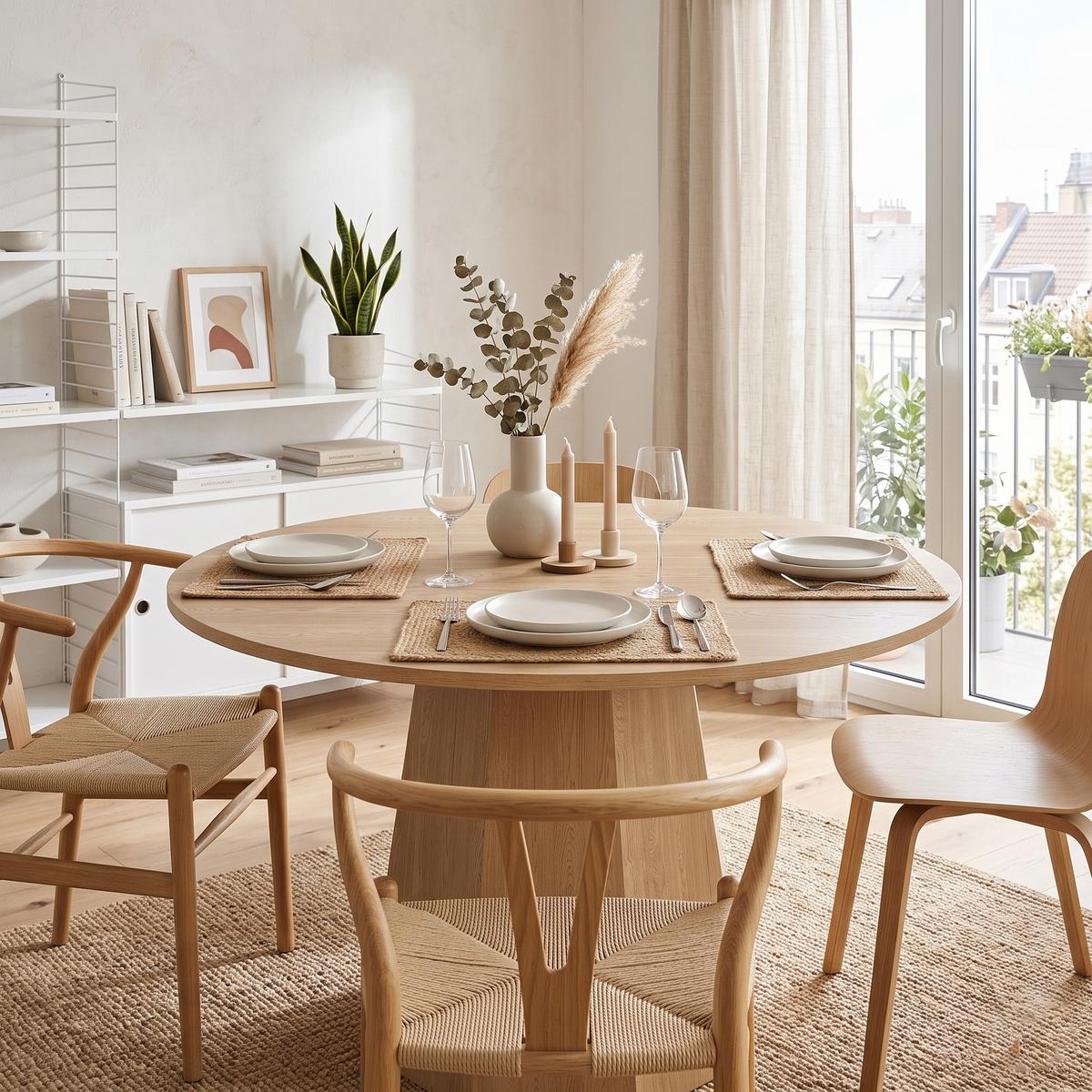 ESSTISCH rund eiche skandinavisch 120cm - Eichefarben, Holzwerkstoff (120/120/75cm) - Urban Meuble