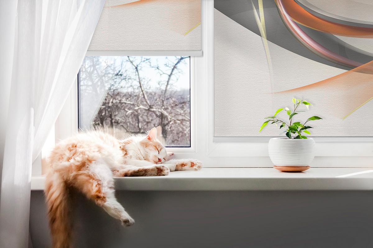 INNENROLLO - Fensterrollo - Rollo - 100x100 cm - Orange Linienmuster - Orange, Kunststoff (100/100/0.5cm) - TULUP
