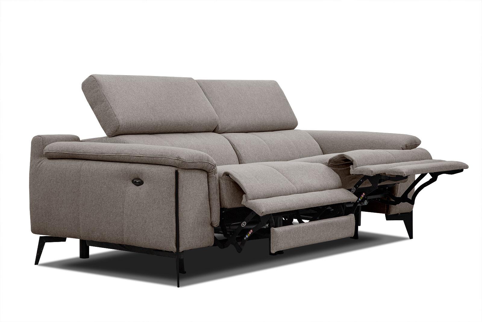 RELAXSOFA MATERA 3-Sitzer mit 2 Relaxfunktionen, taupe - Taupe/Schwarz, Holzwerkstoff/Textil (212/82/103cm) - Wozimo