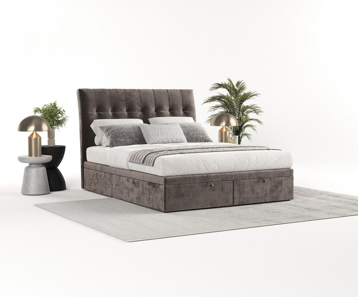 POLSTERBETT Kelsea mit Stauraum 200/200 cm Braun im Lotta Stoff - Schwarz/Braun, Holz/Holzwerkstoff (200/200cm) - AltaBeds