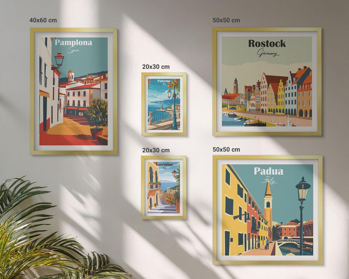 BILDER SET 5er Set - 50x50 cm & 20x30 cm & 40x60 cm Goldrahmen - Architektur der Küstenstädte - Goldfarben, Kunststoff (40/60cm) - TULUP