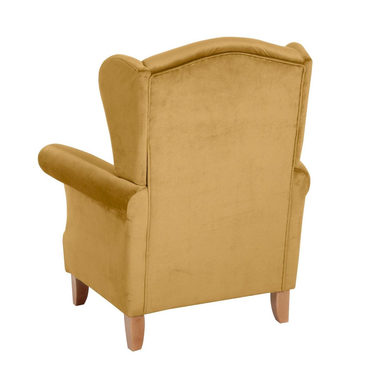 OHRENSESSEL Katria Bezug Samtvelours Buche natur / mais - Gelb, Kunststoff (88/108/84cm) - 58aufmkessel
