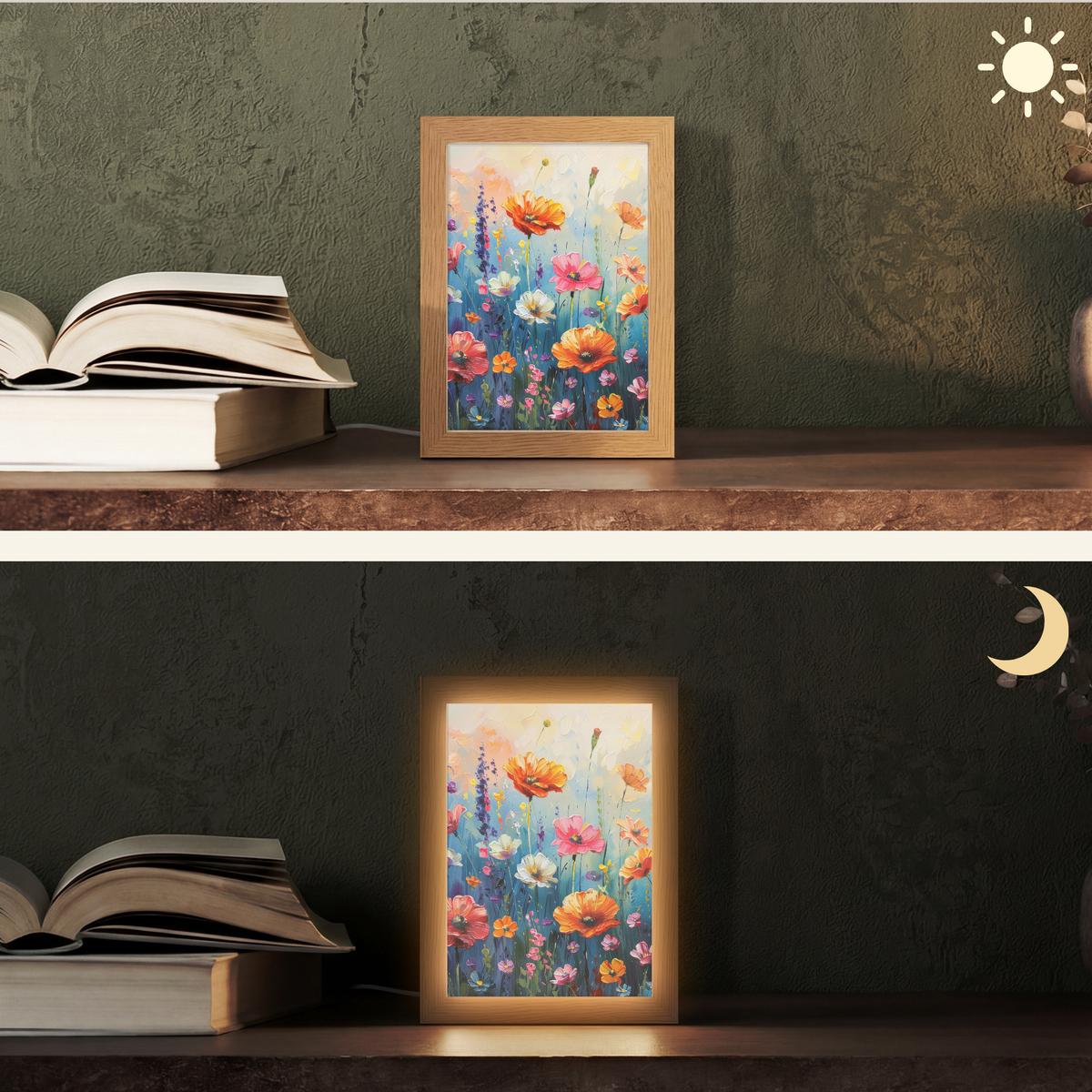 TISCHLEUCHTE Blumen - Natur - Aquarell - Kunst 15x20 cm - Altrosa, Holzwerkstoff (8/15/20cm) - OnlyWow