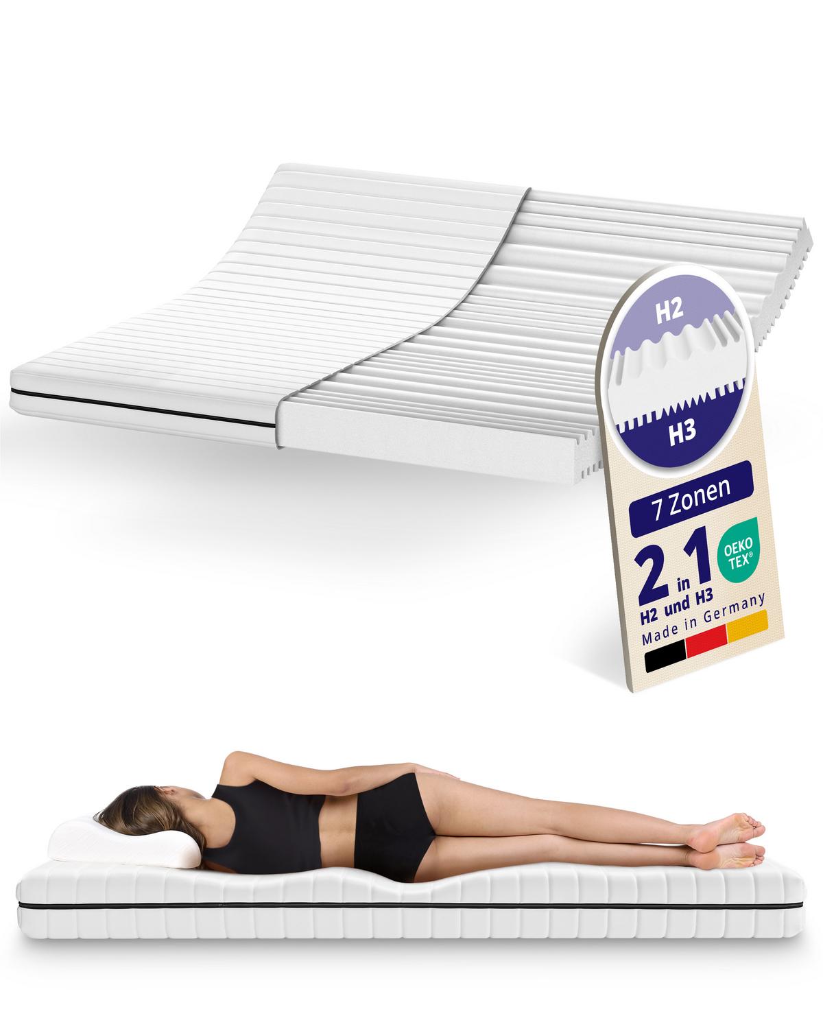 MATRATZE 180x200 H2 H3 Wendematratze - 15cm Höhe - 7-Zonen Kaltschaummatratze - waschbarer Bezug - Weiß, Textil (180/200cm) - Mister Sandman
