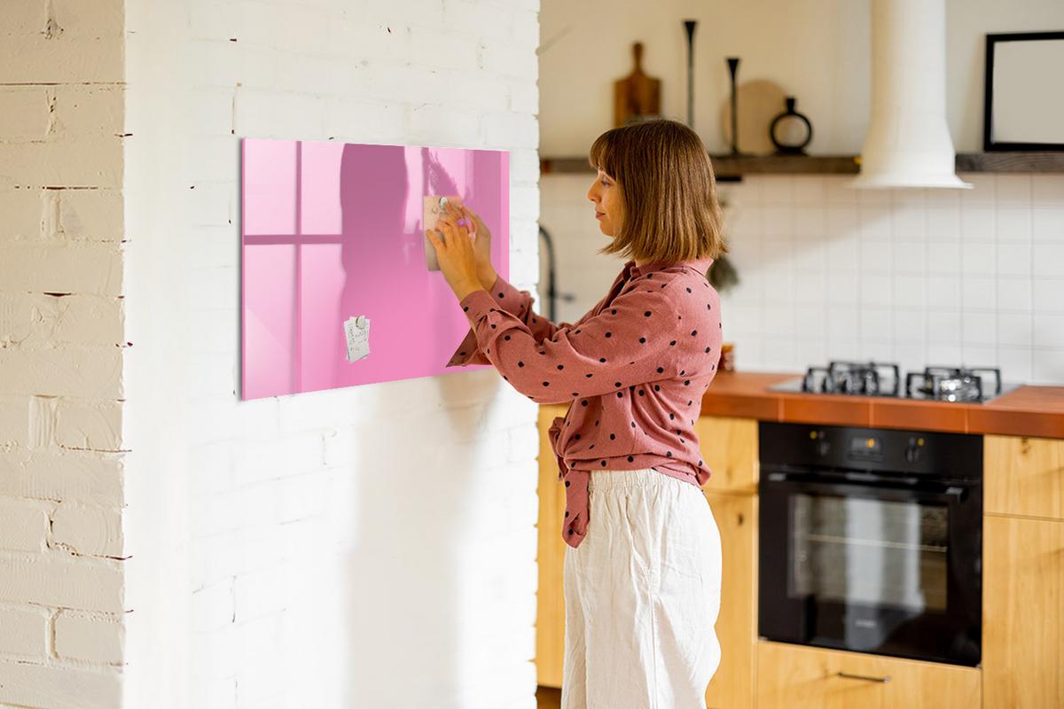MAGNETTAFEL 90x60 Rosa schwarzer Marker - Pink, Glas (90/0.4/60cm) - TULUP
