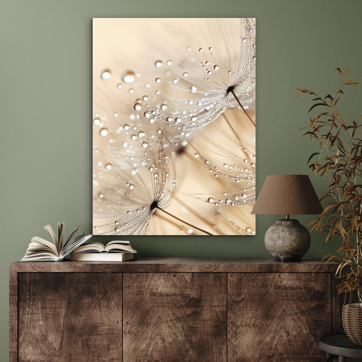 METALLBILD Löwenzahn - Abstrakt - Natur - Beige 60x80 cm - Braun, Metall (60/80cm) - MuchoWow