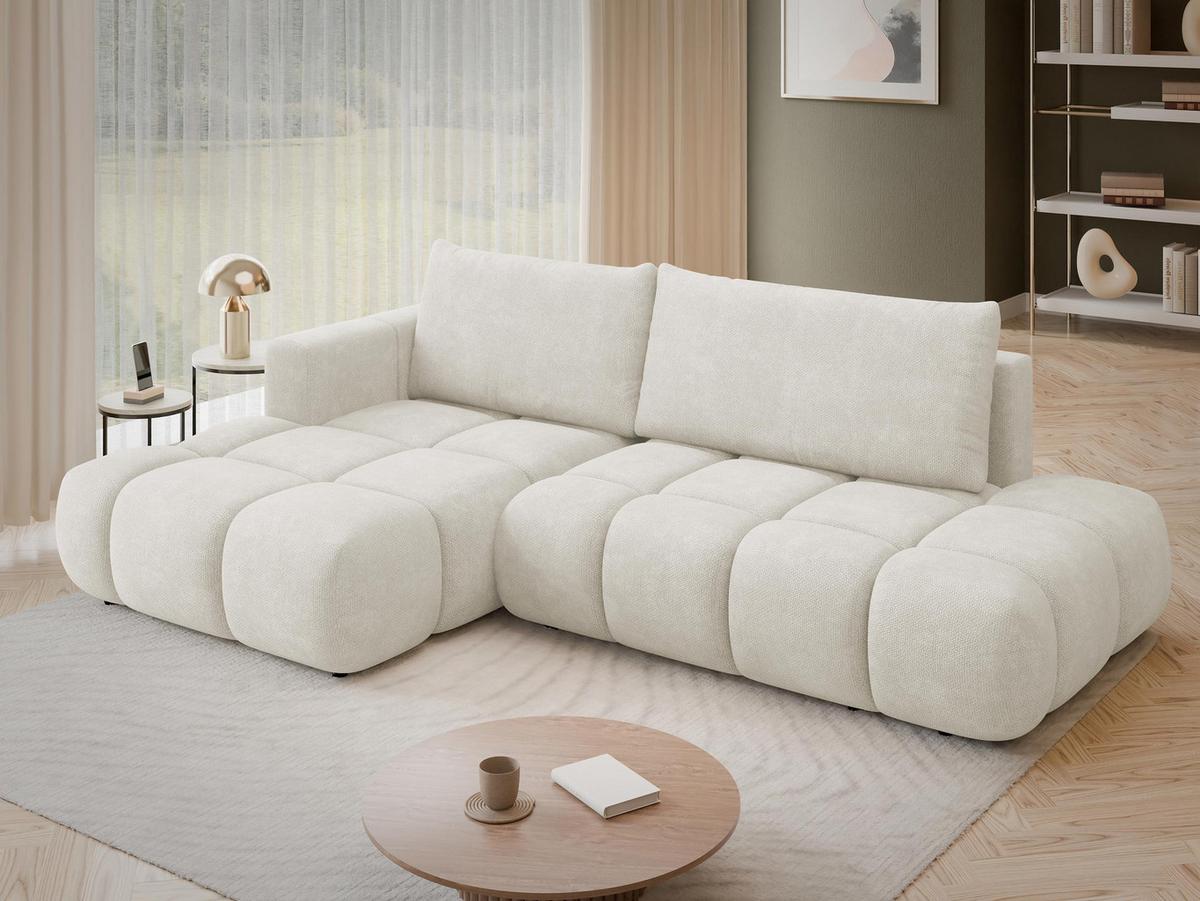 ECKSOFA Soffi, Seite: Links - Creme/Schwarz, Holz/Kunststoff (283/166cm) - MIRJAN24