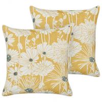 DEKOKISSEN 2er-Set Cremeweiß 45/45 cm Scirpus - Gelb/Weiß, Textil (45/45cm) - Beliani