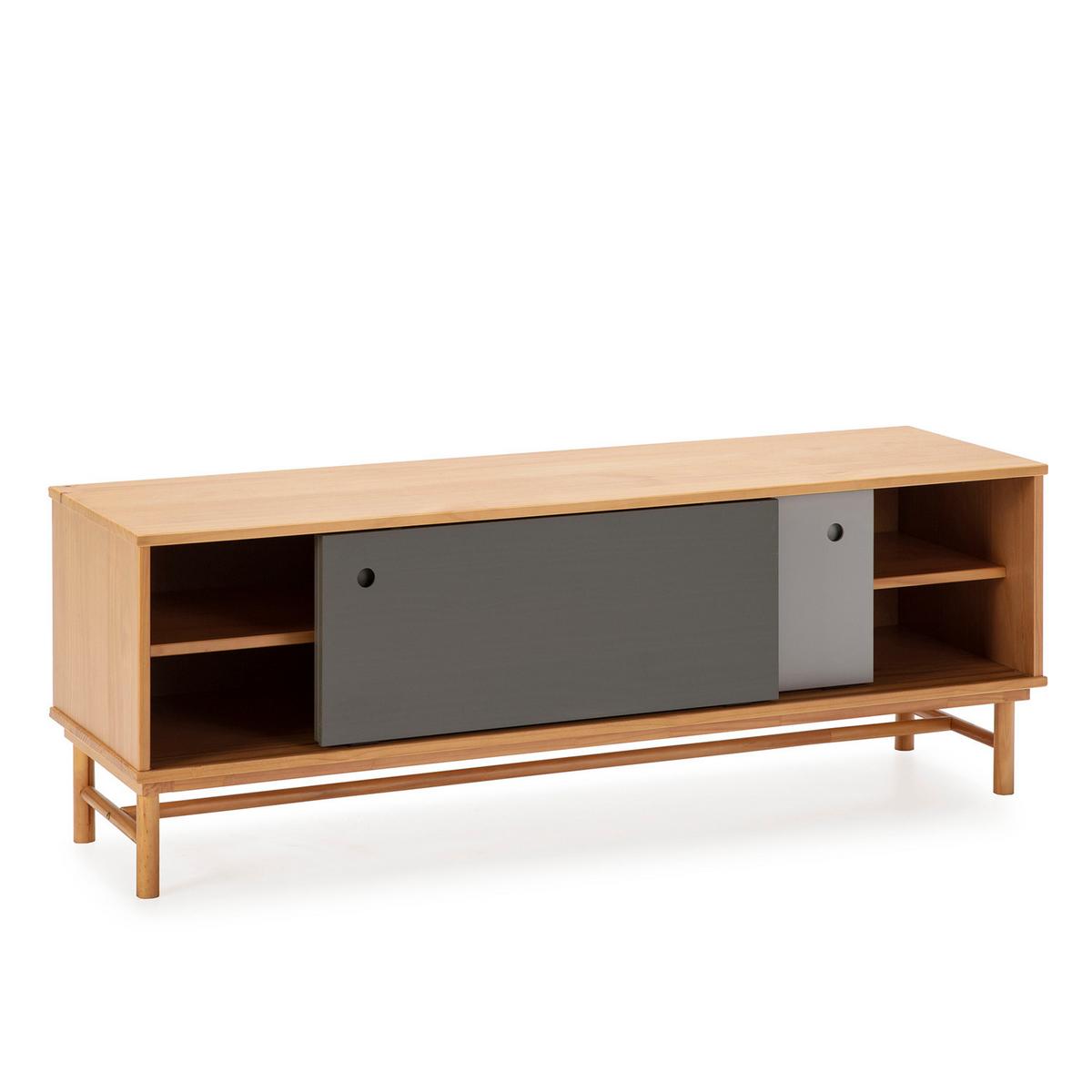 TV-ELEMENT Magnus 2 Schiebetüren Grau - Wildeiche, Holz (140/50/40cm) - VS Venta-stock
