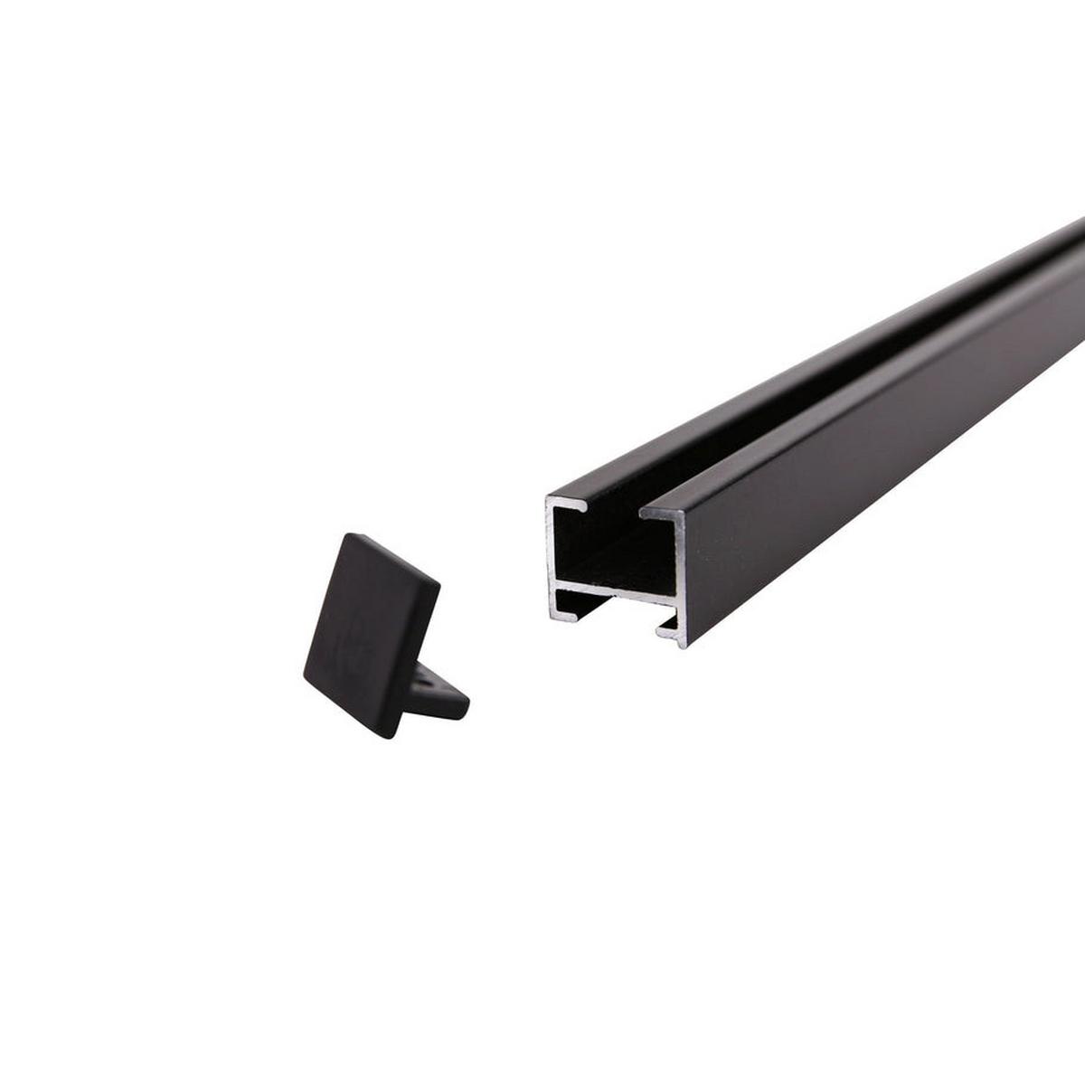 GARDINENSCHIENE auf Maß 1-lauf Deckenmontage Square 130cm - Schwarz, Metall (130cm) - Deco-Raum