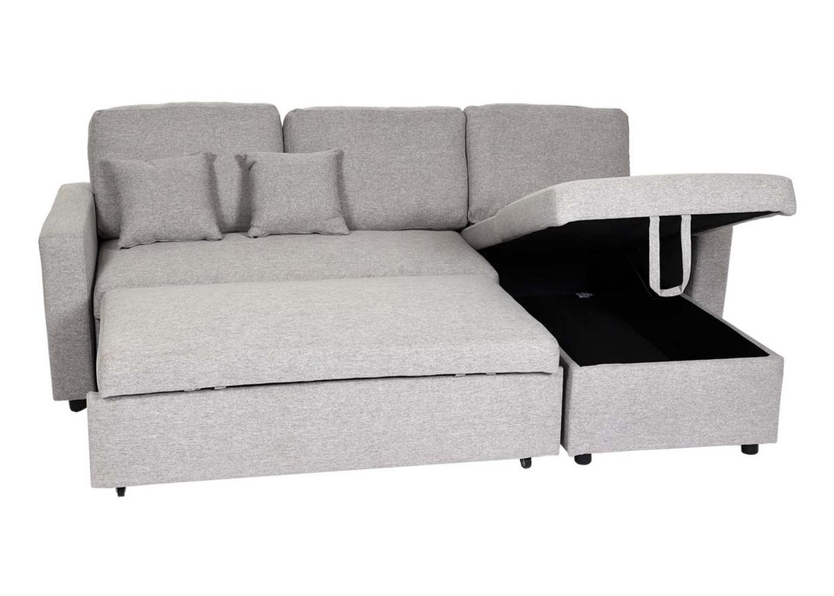 ECKSOFA MIT BETTKASTEN Hellgrau - Hellgrau/Grau, Textil (228/151cm) - MCW