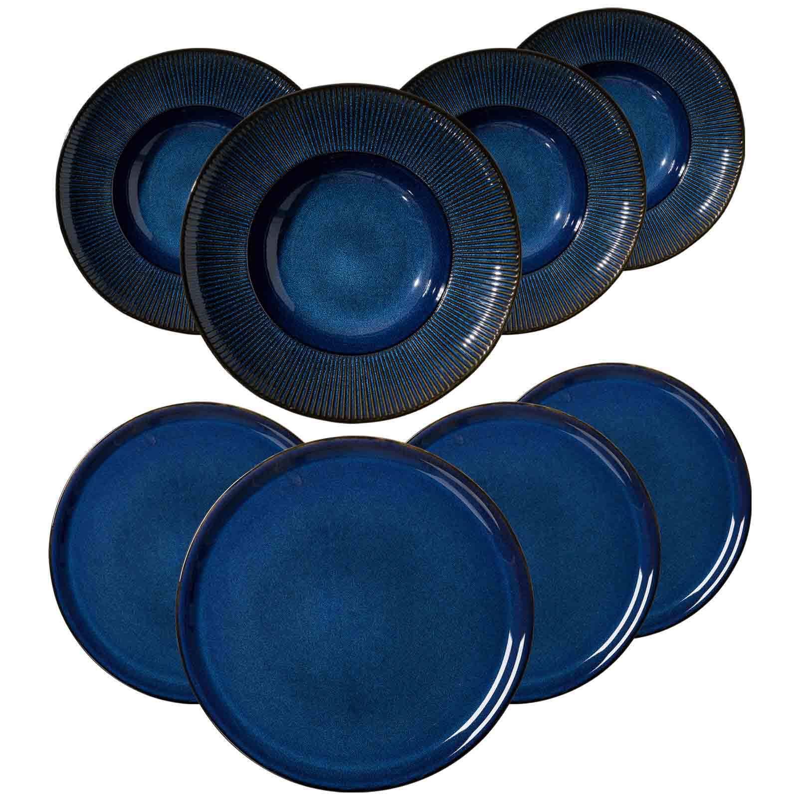 PIZZA & PASTA SET Aradeo blau 8-tlg. - Blau, Keramik (2/2/2cm) - Ritzenhoff Breker