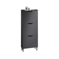 SCHUHSCHRANK mit 3 Klappen, Schwarz 50x129x19cm - Schwarz, Holzwerkstoff/Metall (50/129/19cm) - SoBuy
