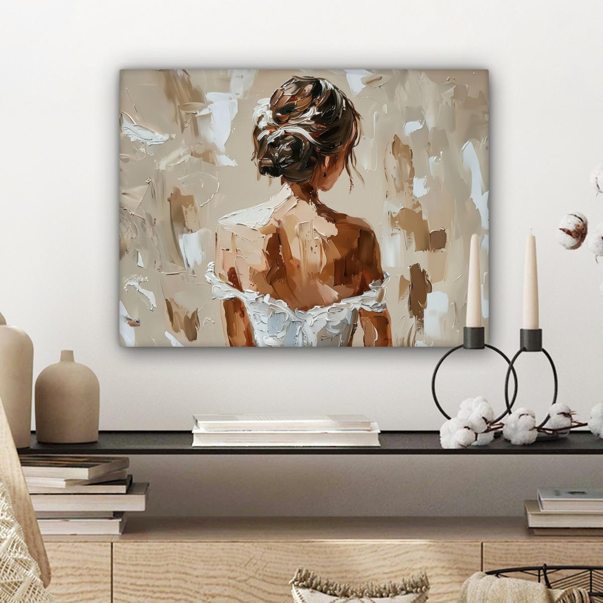 LEINWANDBILD Frau - Farbe - Abstrakt - Beige - Modern Wandbild 40x30 cm - Sandfarben, Textil (40/30cm) - MuchoWow